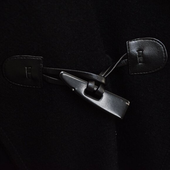 Cole Haan Black Wool Alpaca Jacket Coat Draped Waterfall Collar Size XL Neutral - Picture 5 of 9